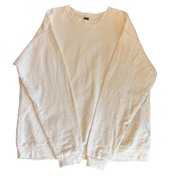 Vintage 90s Men's Lands' End Cotton Ivory Sweatshirt Pullover Made In USA Sz XL - Picture 4 of 12